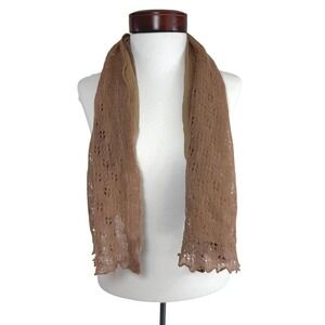 Vintage De Mura Lace Knit Wool Silk Scarf Brown Romantic Cottagecore Boho